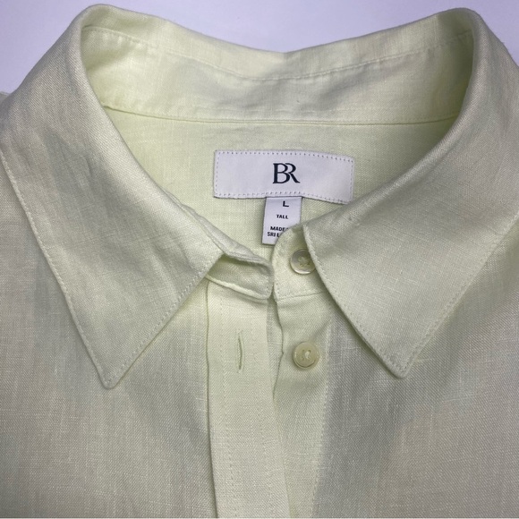 Banana Republic Butter Yellow Linen Button Up Shirt W Lg Tall BEACH CASUAL - Picture 6 of 11
